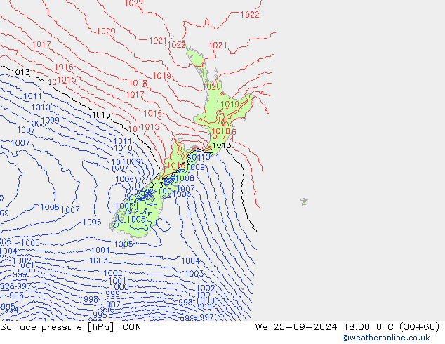 Surface pressure ICON We 25.09.2024 18 UTC