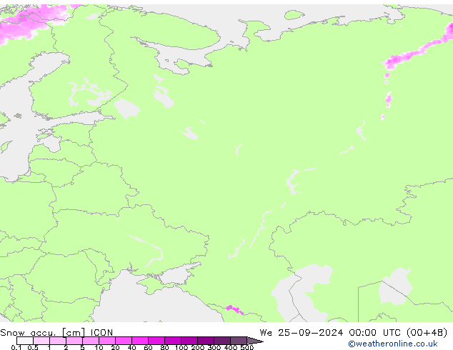 Snow accu. ICON We 25.09.2024 00 UTC