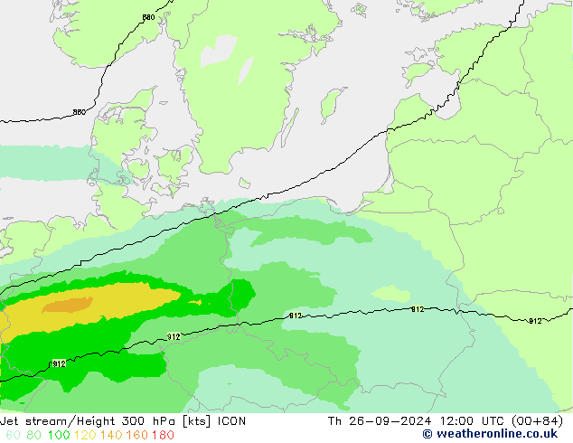 Jet stream ICON Qui 26.09.2024 12 UTC