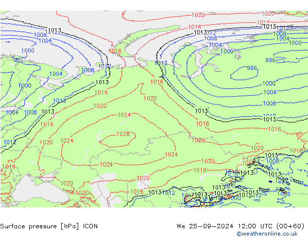 ciśnienie ICON śro. 25.09.2024 12 UTC