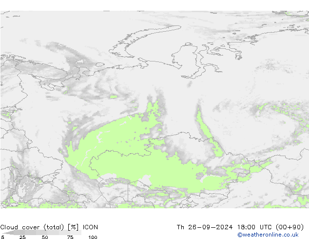 nuvens (total) ICON Qui 26.09.2024 18 UTC