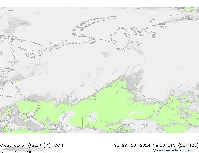 Bewolking (Totaal) ICON za 28.09.2024 18 UTC