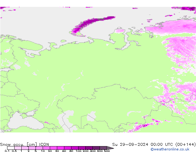 Snow accu. ICON  29.09.2024 00 UTC