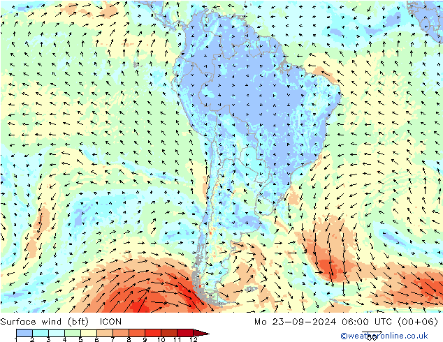  10 m (bft) ICON  23.09.2024 06 UTC