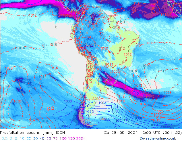 Precipitation accum. ICON Sa 28.09.2024 12 UTC