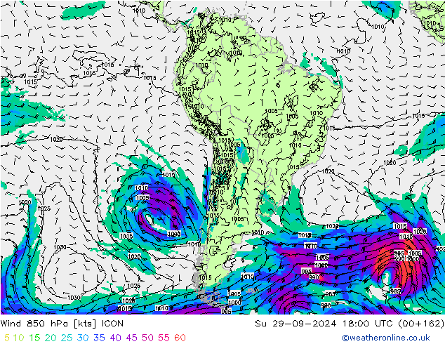 Wind 850 hPa ICON Su 29.09.2024 18 UTC