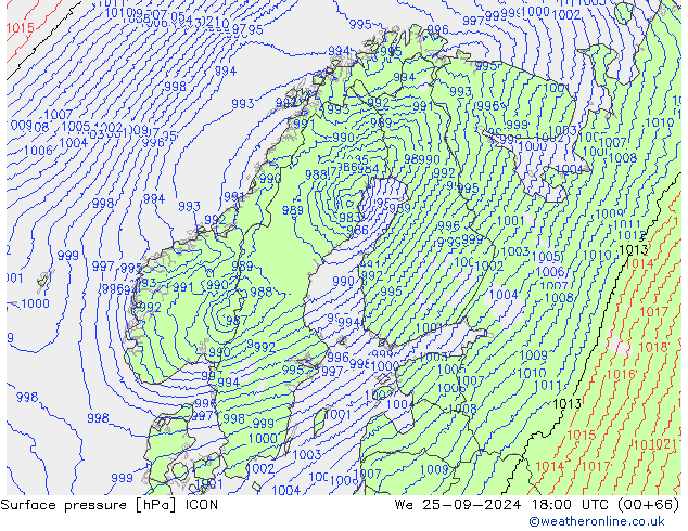 pression de l'air ICON mer 25.09.2024 18 UTC