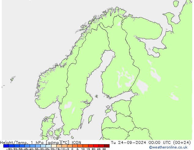 Height/Temp. 1 hPa ICON Di 24.09.2024 00 UTC