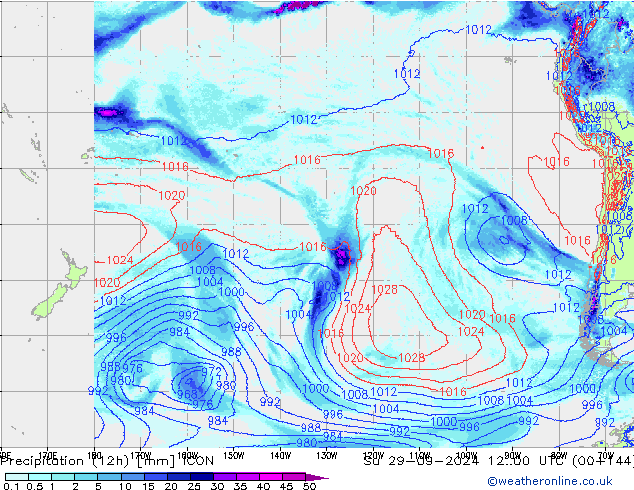 Precipitação (12h) ICON Dom 29.09.2024 00 UTC