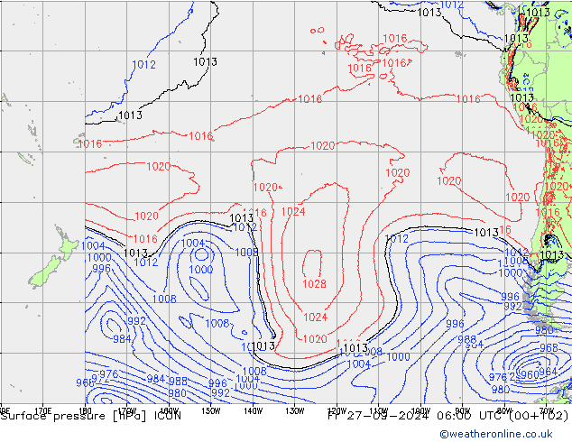 Luchtdruk (Grond) ICON vr 27.09.2024 06 UTC