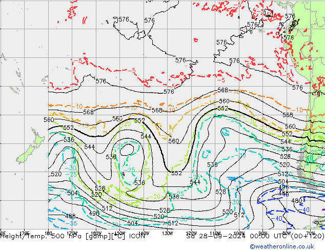 Height/Temp. 500 hPa ICON Sa 28.09.2024 00 UTC