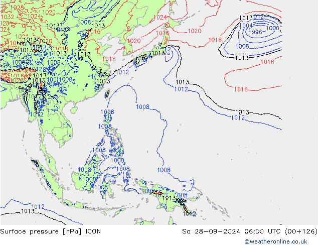 Yer basıncı ICON Cts 28.09.2024 06 UTC