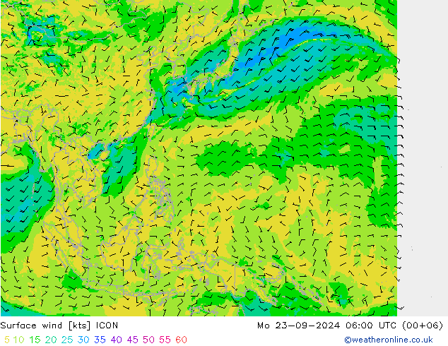 Wind 10 m ICON ma 23.09.2024 06 UTC