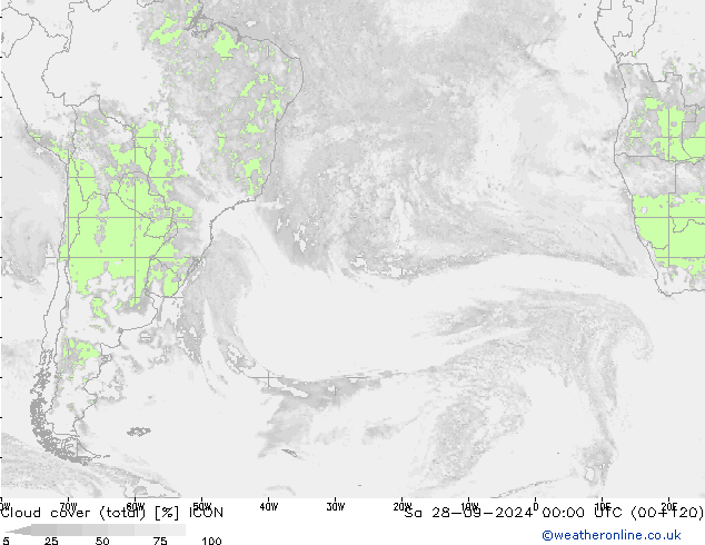 Bulutlar (toplam) ICON Cts 28.09.2024 00 UTC