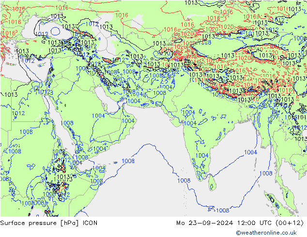 Surface pressure ICON Mo 23.09.2024 12 UTC