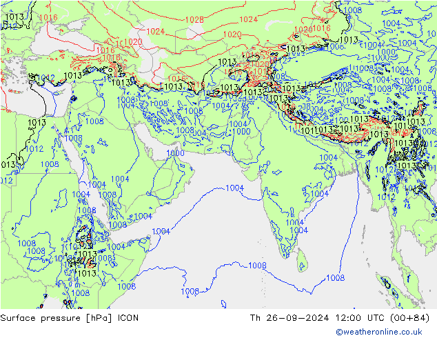 pressão do solo ICON Qui 26.09.2024 12 UTC