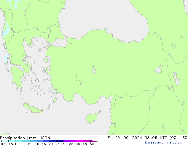 Srážky ICON Ne 29.09.2024 06 UTC