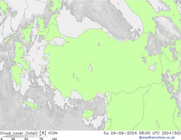 Bulutlar (toplam) ICON Paz 29.09.2024 06 UTC