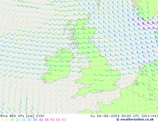 Wind 850 hPa ICON Su 29.09.2024 00 UTC