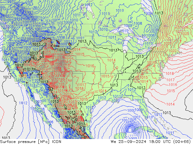 Surface pressure ICON We 25.09.2024 18 UTC