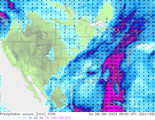 Totale neerslag ICON za 28.09.2024 06 UTC