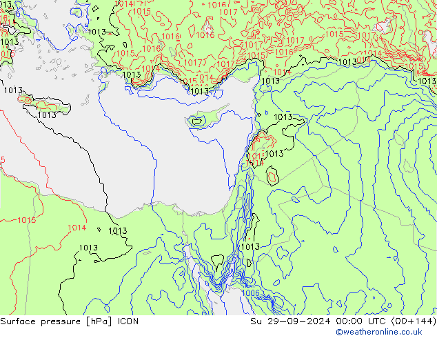 Yer basıncı ICON Paz 29.09.2024 00 UTC