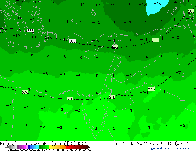 Géop./Temp. 500 hPa ICON mar 24.09.2024 00 UTC