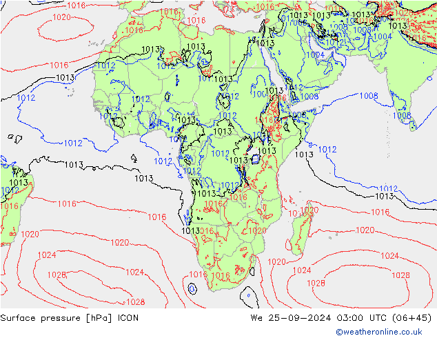 Bodendruck ICON Mi 25.09.2024 03 UTC