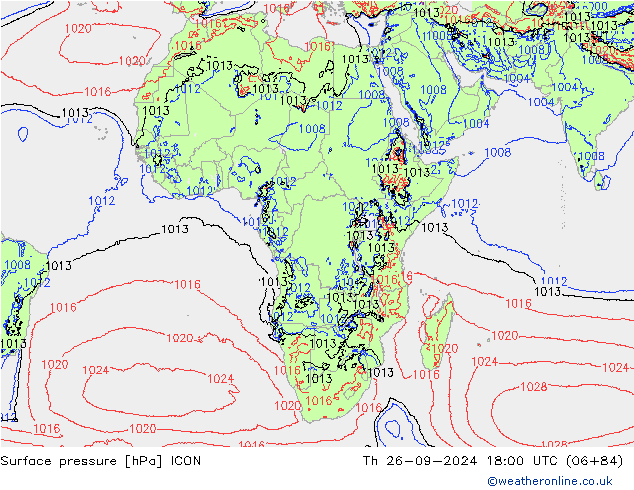 приземное давление ICON чт 26.09.2024 18 UTC