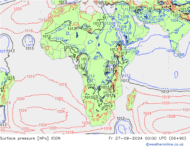 pressão do solo ICON Sex 27.09.2024 00 UTC