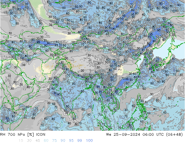 RH 700 hPa ICON We 25.09.2024 06 UTC