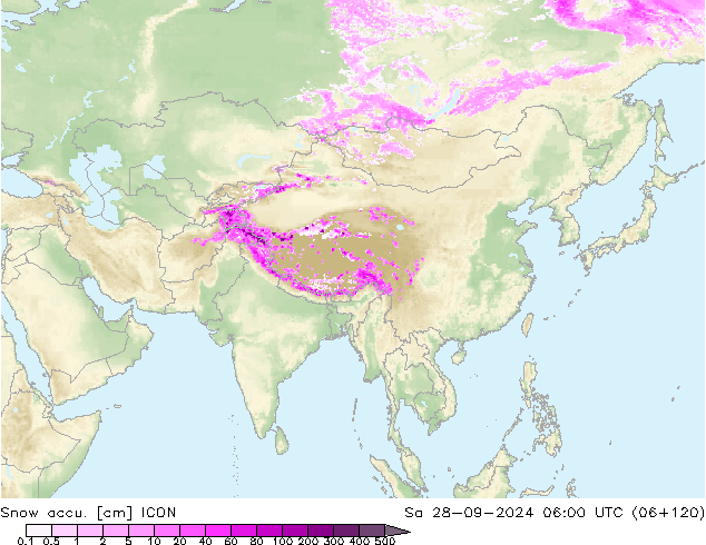 Snow accu. ICON Sa 28.09.2024 06 UTC