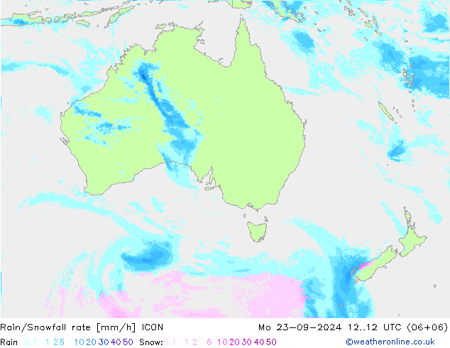 Rain/Snowfall rate ICON Mo 23.09.2024 12 UTC