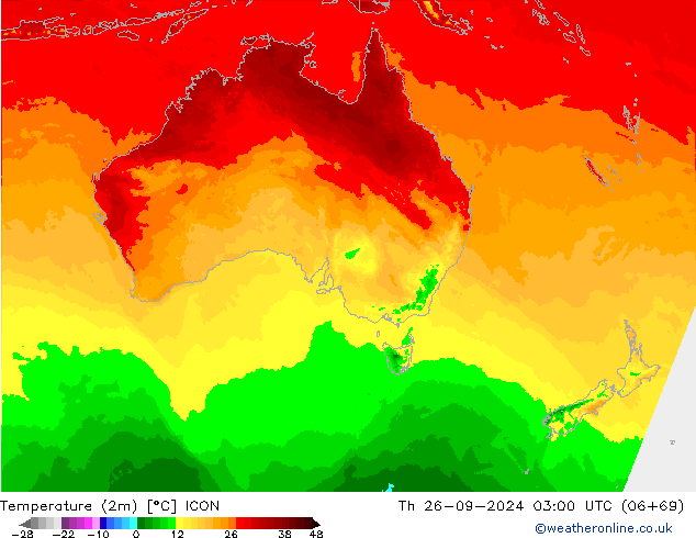 Temperature (2m) ICON Th 26.09.2024 03 UTC