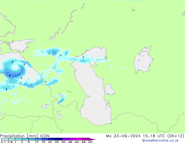 Precipitazione ICON lun 23.09.2024 18 UTC