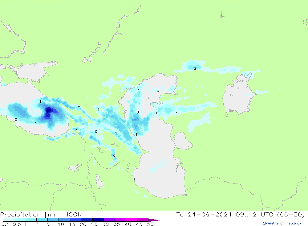 Precipitazione ICON mar 24.09.2024 12 UTC