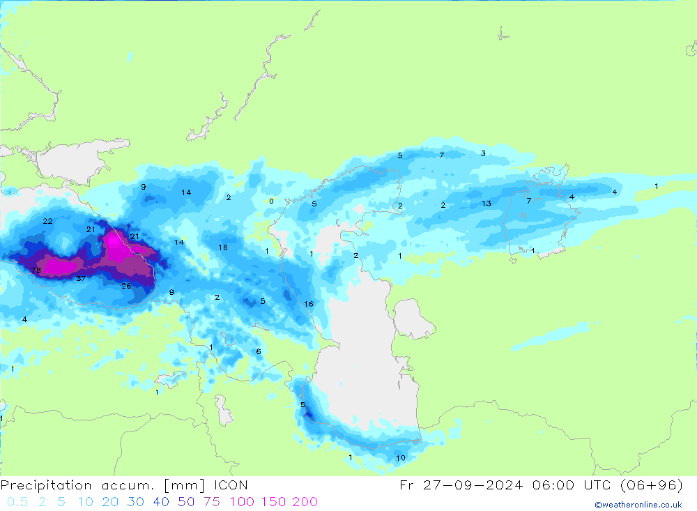 Nied. akkumuliert ICON Fr 27.09.2024 06 UTC