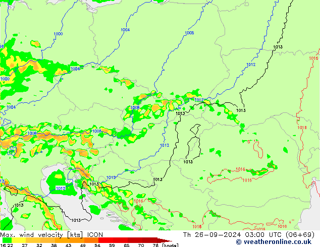 Max. wind velocity ICON Th 26.09.2024 03 UTC