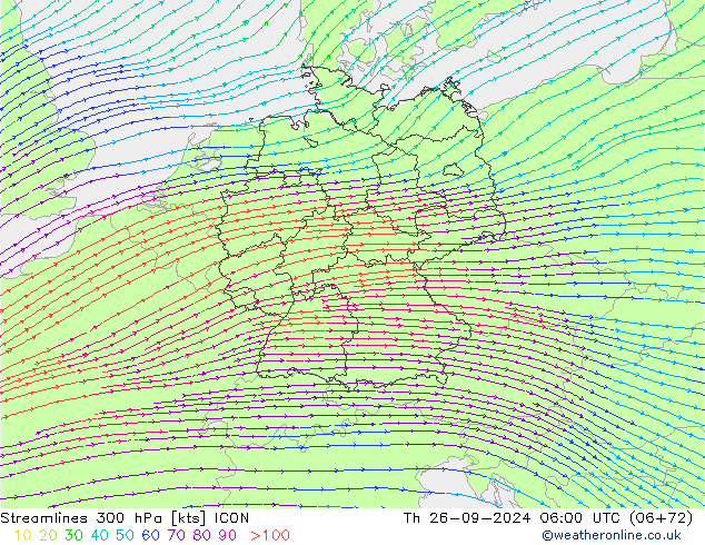 Rüzgar 300 hPa ICON Per 26.09.2024 06 UTC