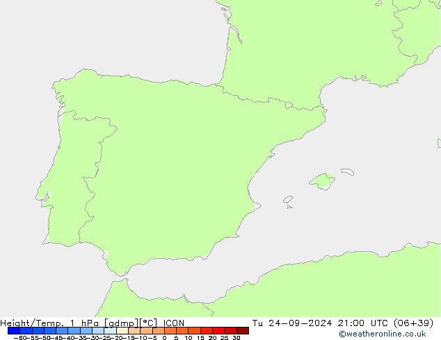 Height/Temp. 1 hPa ICON mar 24.09.2024 21 UTC