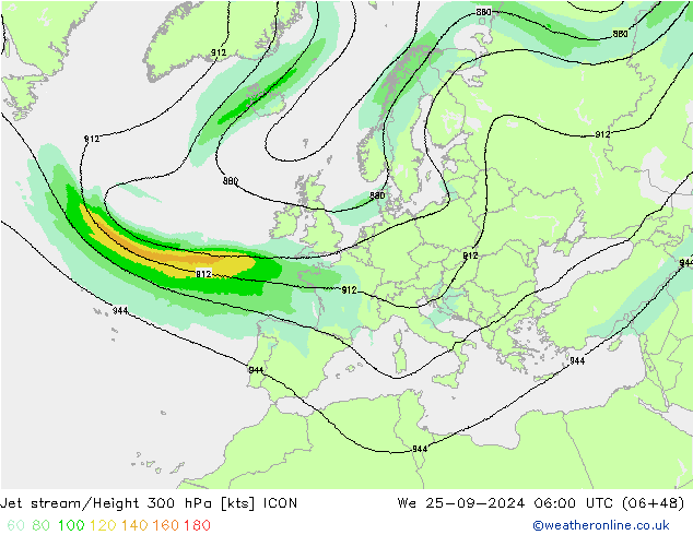 Prąd strumieniowy ICON śro. 25.09.2024 06 UTC