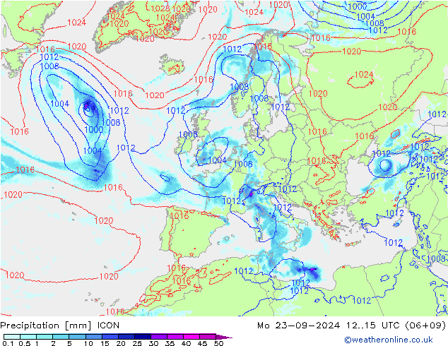 Neerslag ICON ma 23.09.2024 15 UTC