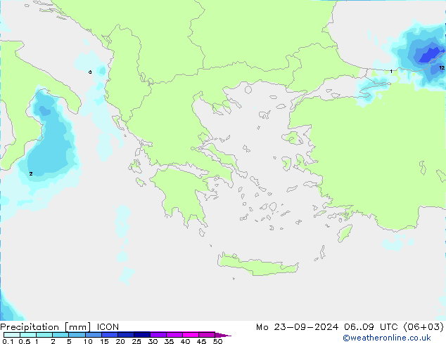 Précipitation ICON lun 23.09.2024 09 UTC