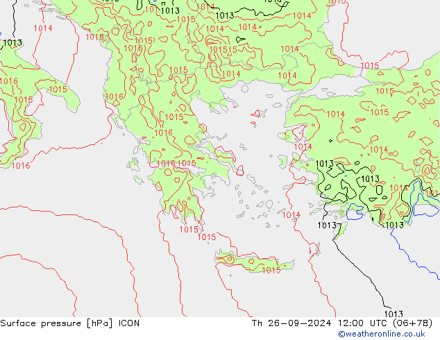 Surface pressure ICON Th 26.09.2024 12 UTC