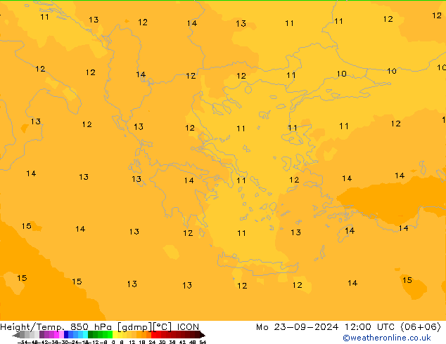 Height/Temp. 850 hPa ICON  23.09.2024 12 UTC