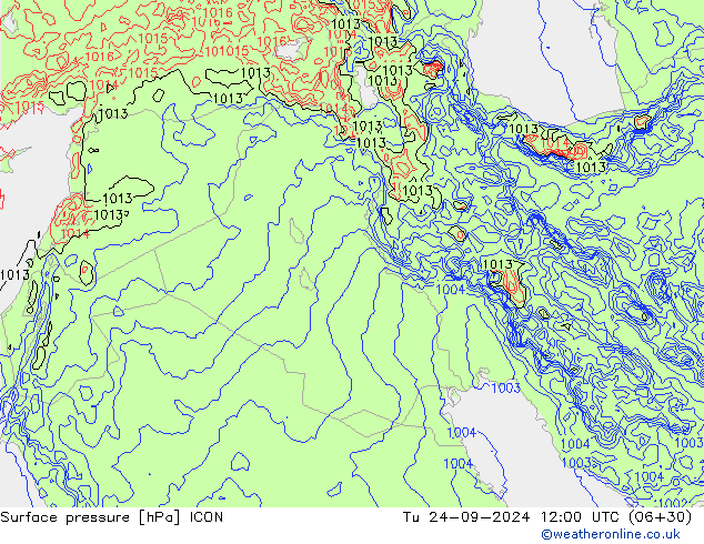 Surface pressure ICON Tu 24.09.2024 12 UTC