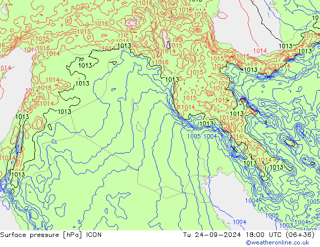 Surface pressure ICON Tu 24.09.2024 18 UTC