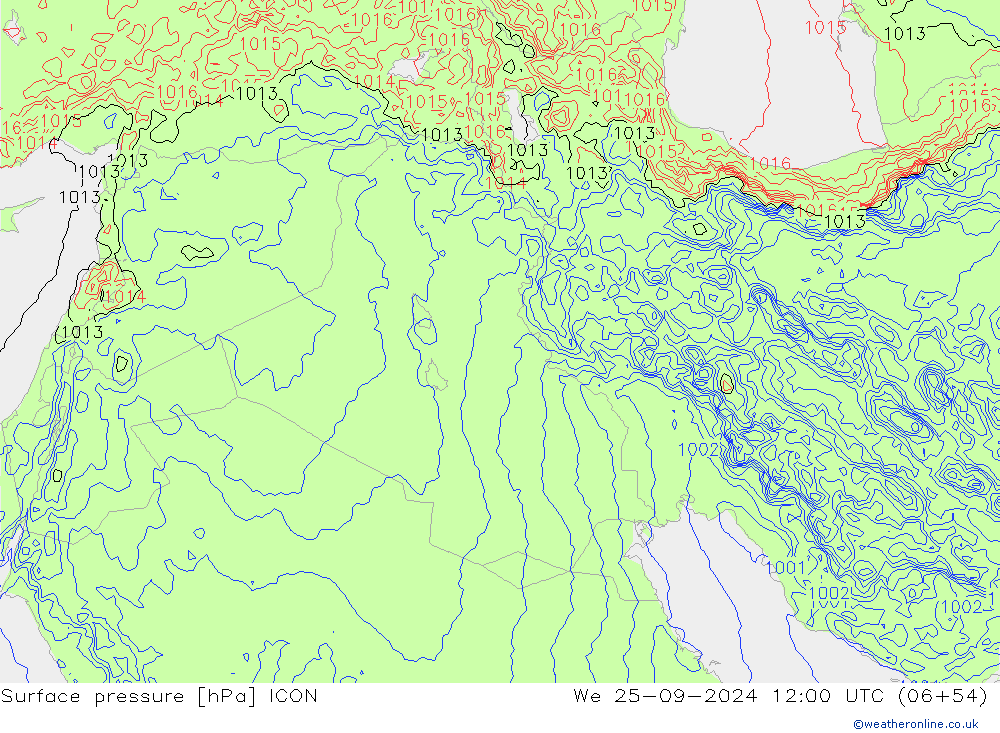 приземное давление ICON ср 25.09.2024 12 UTC