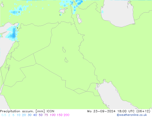 Precipitación acum. ICON lun 23.09.2024 18 UTC