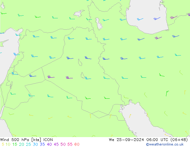 Wind 500 hPa ICON St 25.09.2024 06 UTC